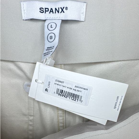 NWT Spanx Stretch Twill Wide Leg Pants In Parchment Women’s Size Large Tall - Picture 5 of 8